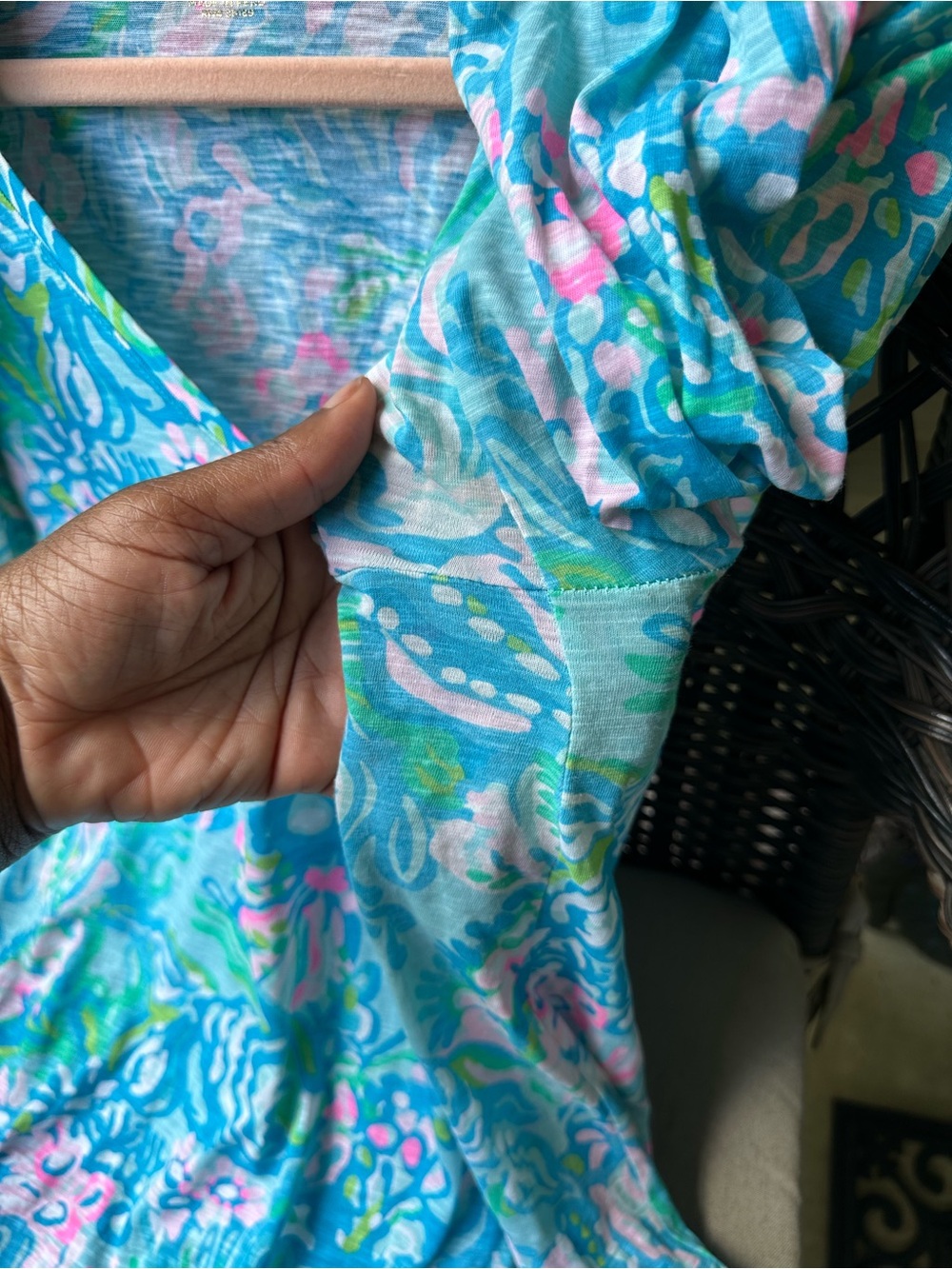 Lilly Pulitzer Etta Long Sleeve Top Blue Ibiza Aqua La Vista L - Picture 5 of 13